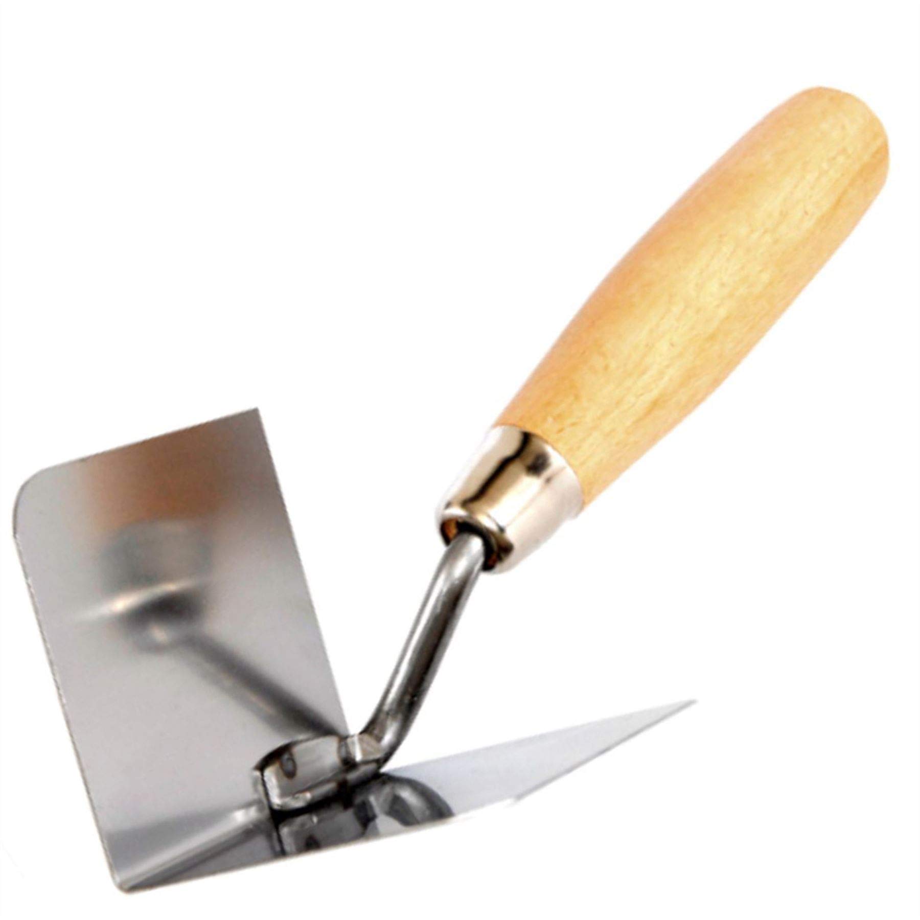 Toolty Stainless Steel Lining, Plastering Trowel, Internal Corner Trowel, 80x60mm, Wooden Handle