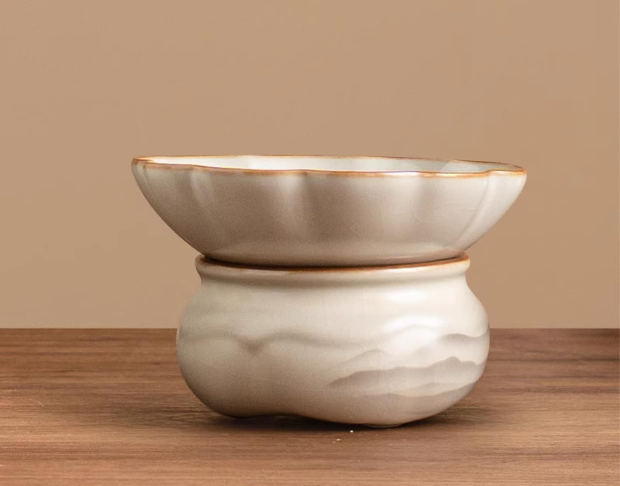 Beżowy Ru Kiln Ceramics Xishi Pot Czajniczek 9 szt. Zestaw, 100 ml 93.6 g, Gospodarstwo domowe Odbiór Gości Kungfu Zestaw Herbaty Garnitur