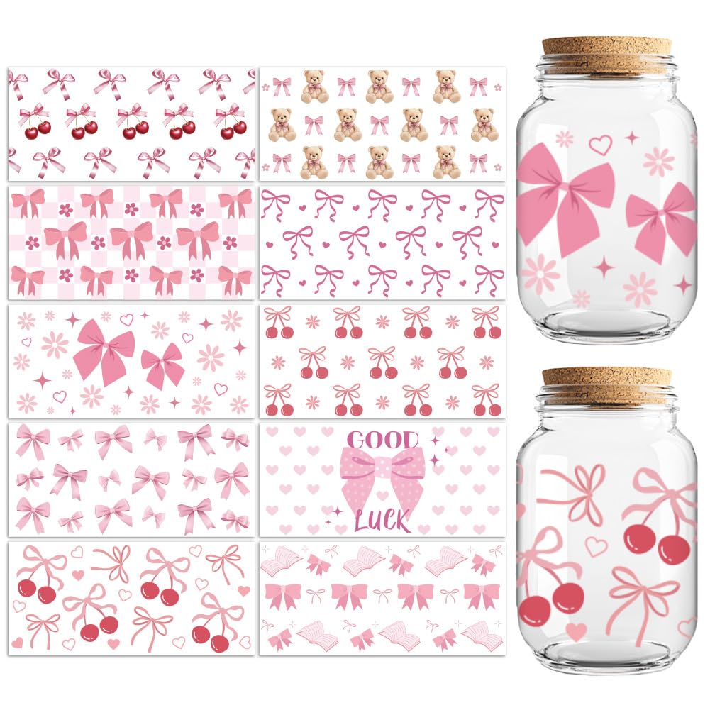 Peacoblue UV DTF Transfer Cup Wraps Stickers Christian Bows, 10 Sheets Waterproof Custom Vinyl 16oz Coffee Glass Jar Cups Bottle Mug Tumbler Decals Wrap for Men Women — image 1