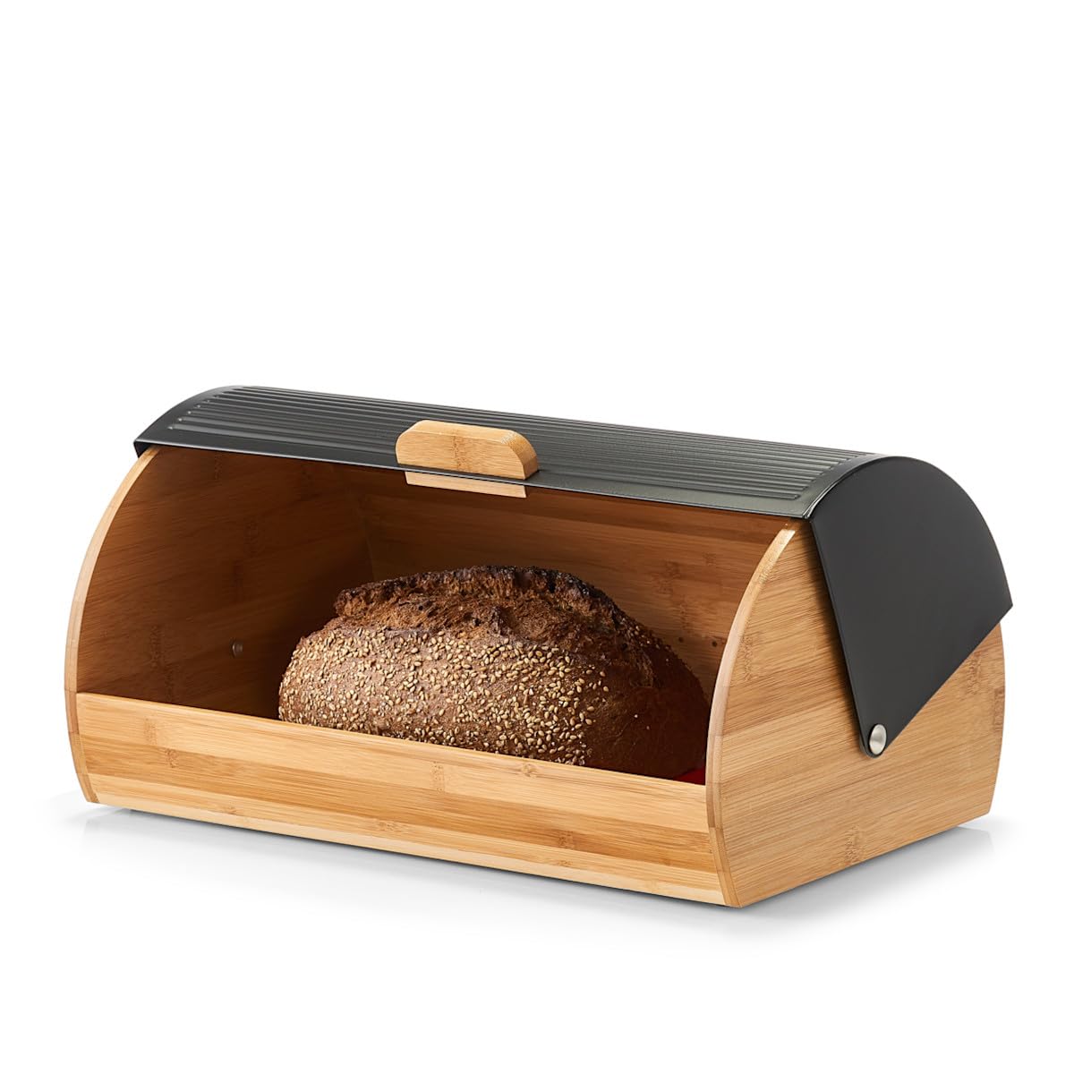 Zeller 25365 - Panera (bambú y Metal, Aprox. 39 x 27 x 19 cm, Apta para Alimentos), Color Negro