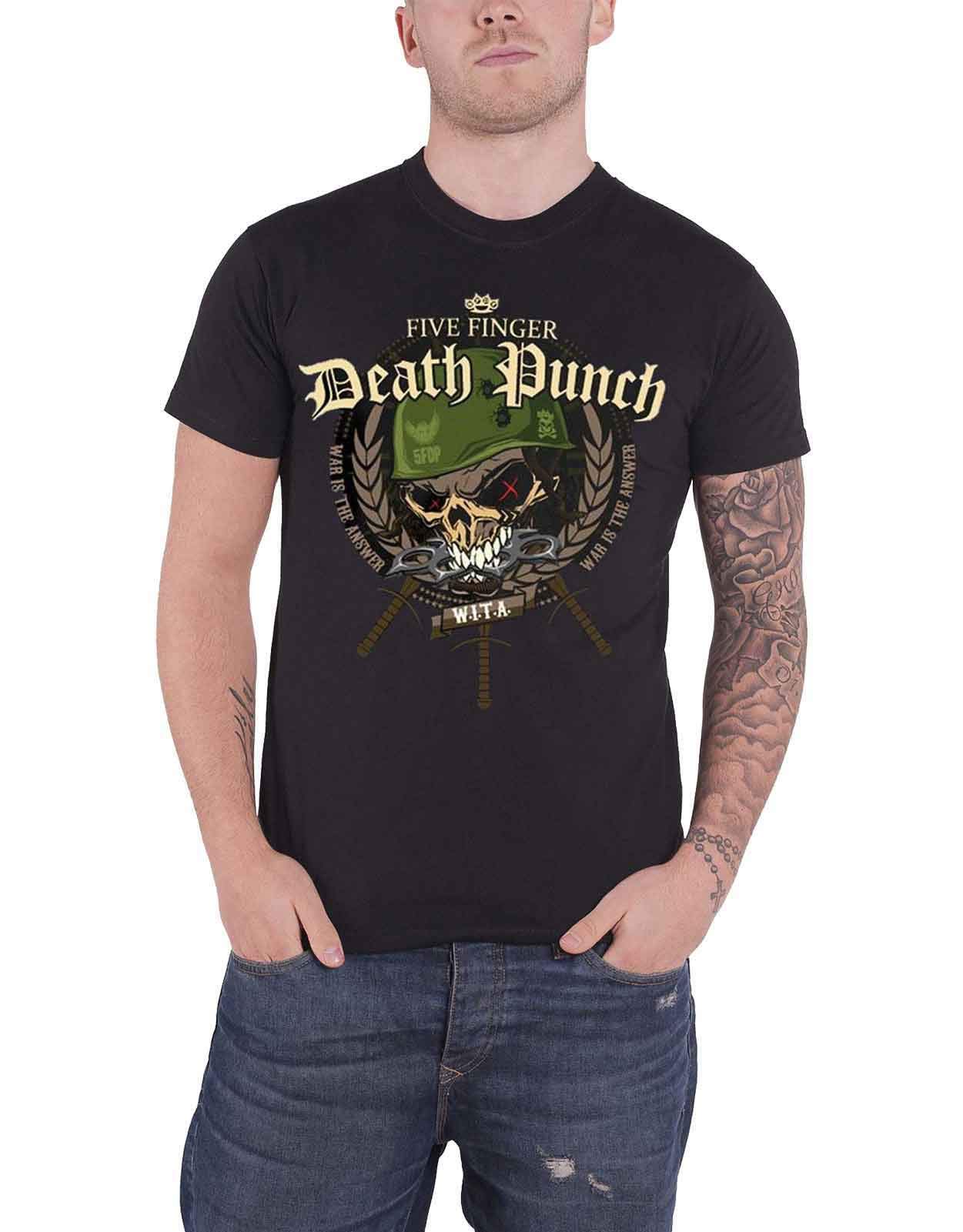 Five Finger Death Punch War Head Logo T-Shirt – Official Men's Black Band Tee Size Large