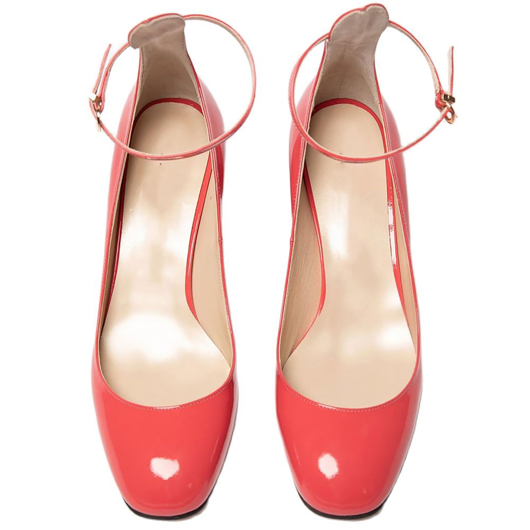 Scarpe col Tacco da Donna comode con Punta Tonda e Tacco Grosso, semplici Mary Jane con Cinturino alla Caviglia Classiche Scarpe con Fibbia per Matrimonio, Festa e Ballo