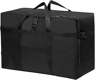 Große Reisetasche, Faltbare Reisetasche mit Handschlaufe, wasserdichte Tragetasche, für Fluggesellschaften Reisen Camping Umzug und Schule, für Herren Damen, 70 * 35 * 48cm, Schwarz