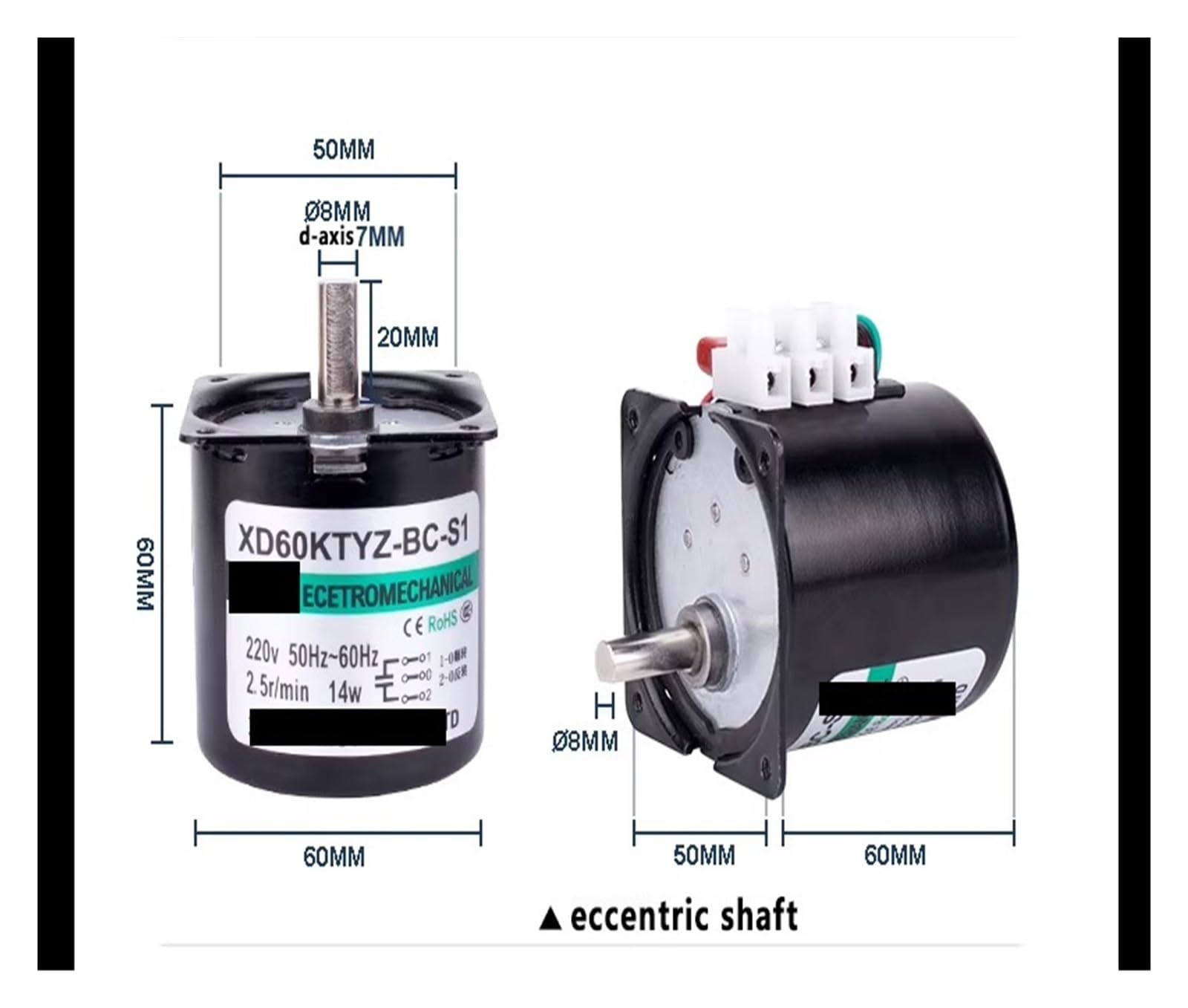 Motore sincrono 220 V 14 W 2,5 rpm-80 rpm AC 60KTYZ asse eccentrico con supporto ingranaggio a magnete permanente CW CCW (220 V 20 rpm)