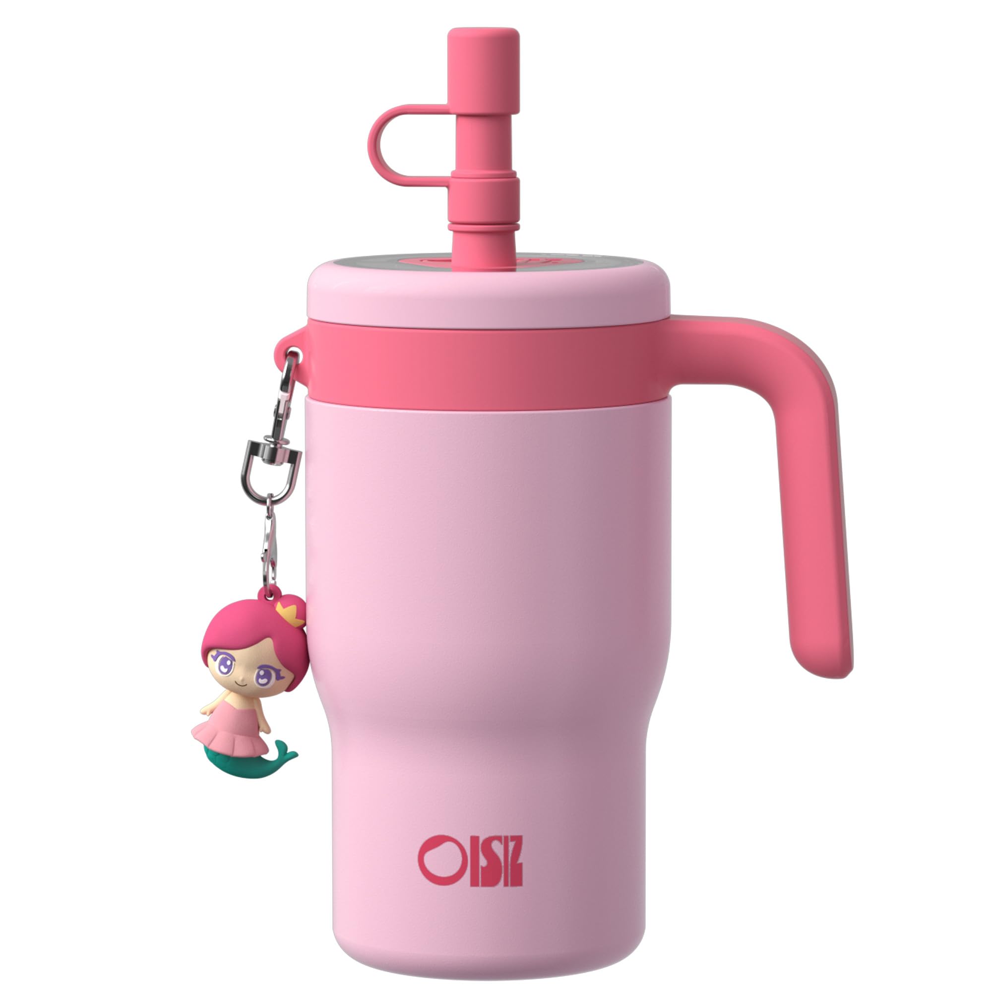 OISIZ 14oz Kids Water Bottles with Straw Handle Insulated Water Bottles for Kids Kids Tumbler with Dust-proof Cover
