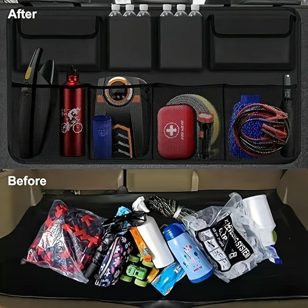 ZBDZSW Organizer per Bagagliaio Auto, Organizer da Appendere al Sedile Posteriore con 8 Grandi Borse portaoggetti, Organizer per Bagagliaio Super capiente, SUV, Camion, Furgone