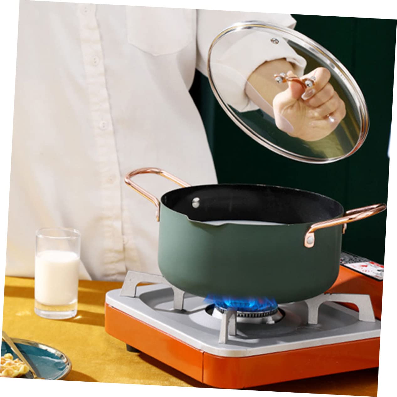 Olla Multiusos para Cocinar Alimentos para Bebés Olla para Sopa Sartén Juego de Utensilios de Cocina para El Hogar Y El Hotel