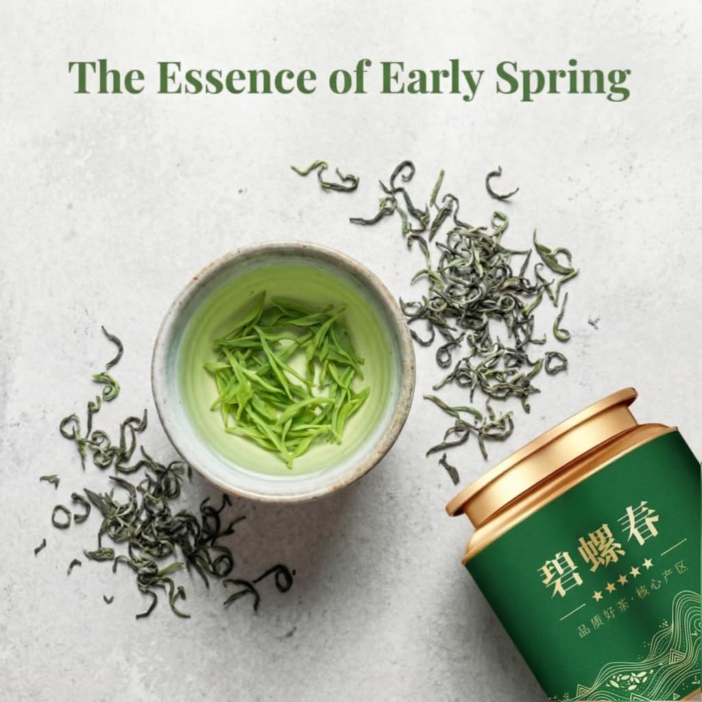 Tè Verde Biluochun 250g*2 | Tè in Foglie Sciolte Grado A 17.64oz | Raccolto Pre-Qingming | Ideale Per Il Consumo Quotidiano