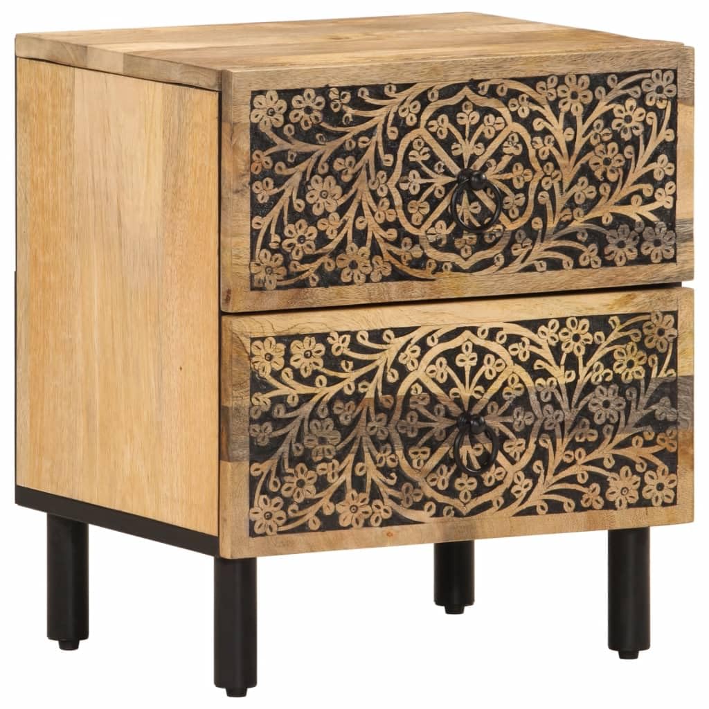 Comodino in legno massiccio di mango, 40 x 33 x 46 cm, stile retrò