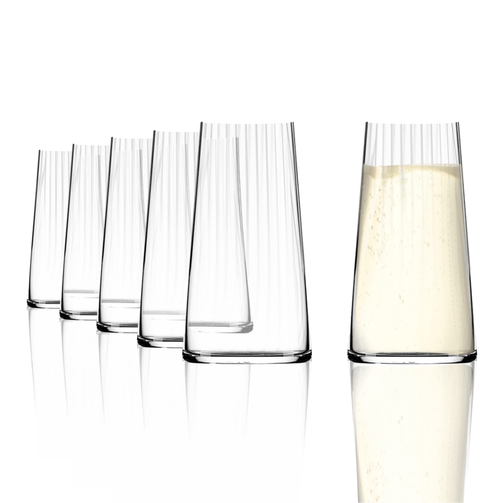 Symphony Long Drink Glasses/Set of 6 Drinking Glasses/Cocktail Glasses/ Long Drink Glasses Set in Elegant Design/Gin Glasses