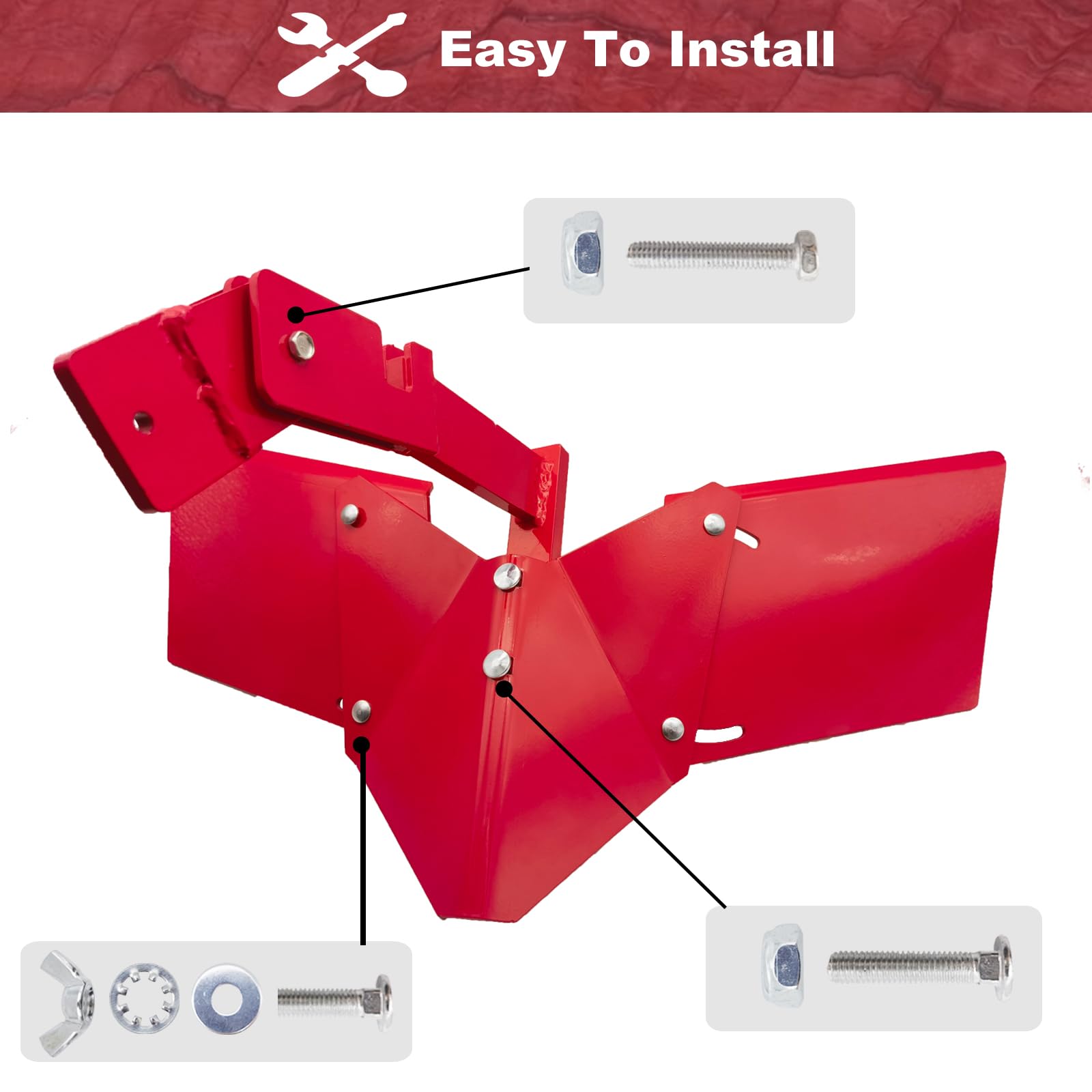 15683 Hiller-Furrower Kit para Tillers de dientes traseros, compatible con rotrottillers de dientes traseros de terremoto, ala ajustable, tres tipos de conexión, fácil de instalar, rojo.