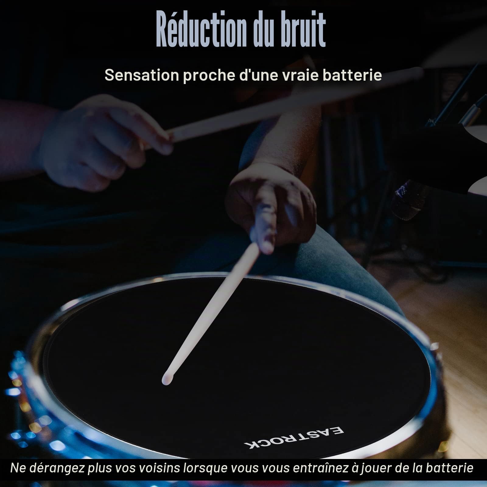 EASTROCK Lot de 10 Coussinets de Sourdine pour Batterie, avec Baguettes | avec Coussinet de Cymbale + Coussinets de Silencieux en Mousse, adaptables 25,4 cm, 30,5 cm, 35,6 cm, 40,6 cm