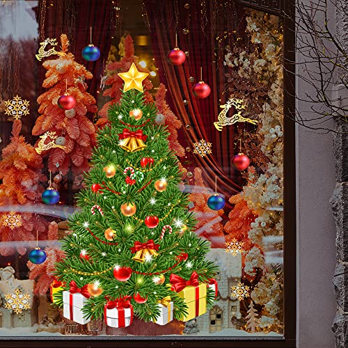 Atcarmor Merry Christmas Wall Decals Stickers Removable, Santa Claus Reindeer Xmas Christmas Tree Vinyl Diy Wall Decal, Christmas Window Clings Decals Sticker For Wall Living Room Bedroom Decorations #TOP6