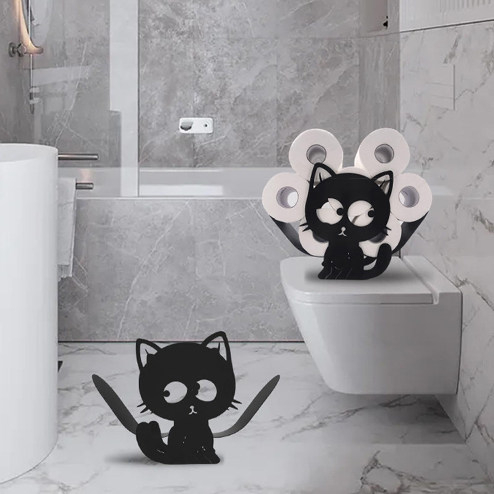 Portarrollos de Papel para Gatos Escultura Decorativa de Metal con Forma de | Estante para Rollo de Papel Higiénico Para Cocina Baño Encimera Apartamento Hogar
