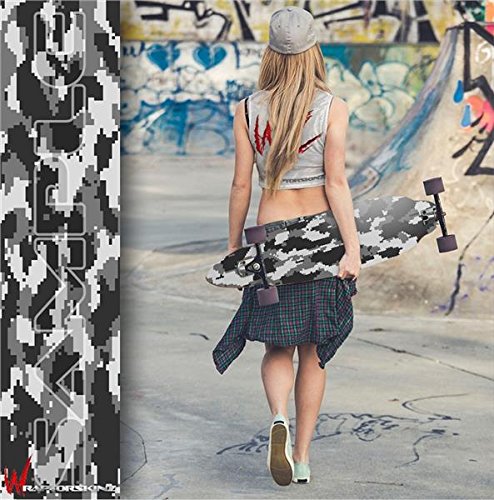 WraptorCamo Digital Camo Gray - Decal Style Vinyl Wrap Skin fits Longboard Skateboards up to 10