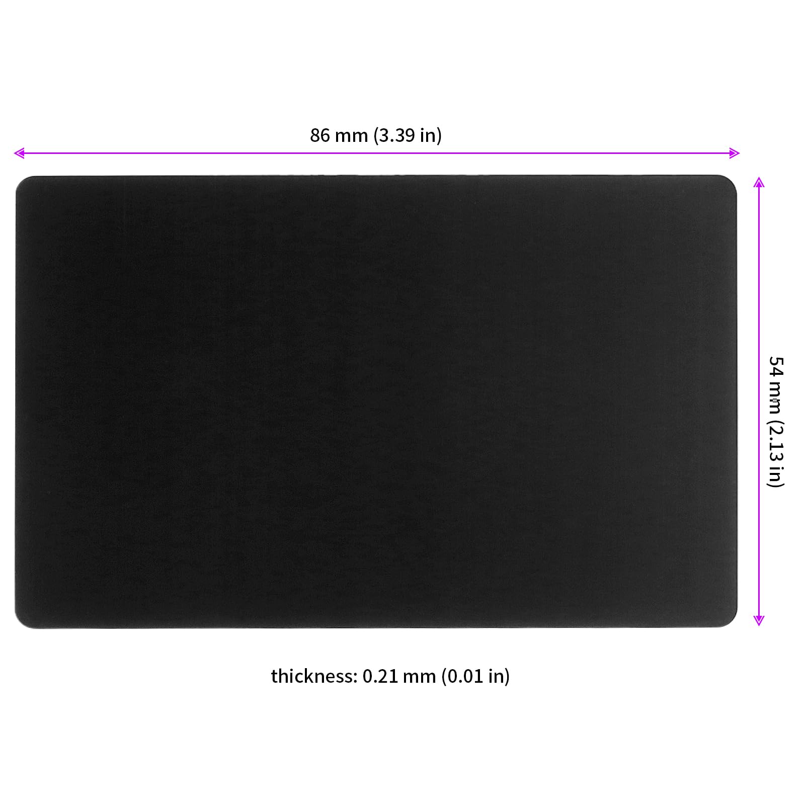 200 biglietti da visita in metallo, colore nero, 86 x 54 x 0,21 mm, in alluminio, biglietti da visita, biglietti da visita vuoti, in alluminio inciso a laser, per biglietti VIP e per ufficio,