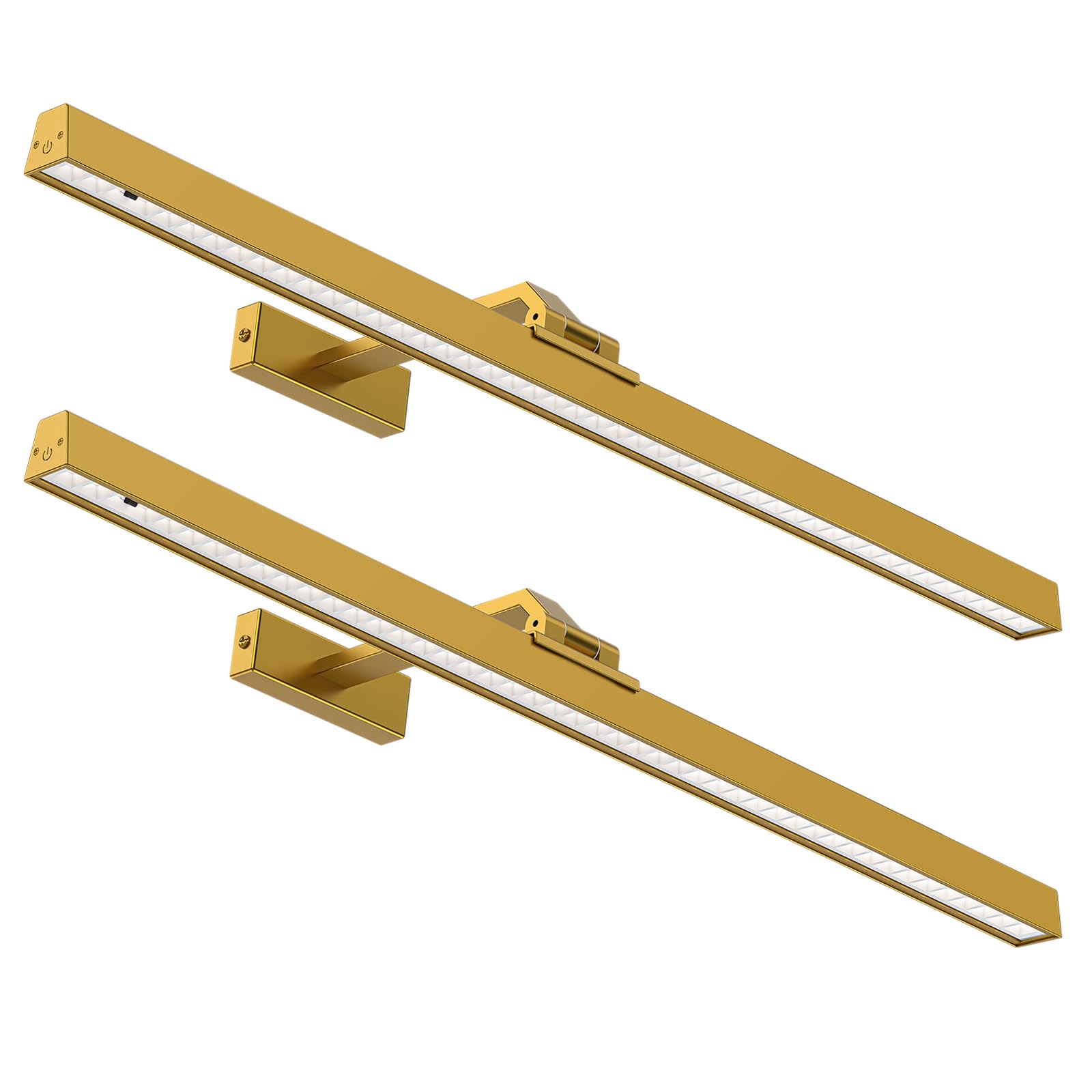 AIBOO LED Akku Bilderleuchte Kabellos,60CM Kabellos Bildbeleuchtung mit Fernbedienung,Dimmbare Magnet Innen Ohne Stromanschluss Dart Beleuchtung mit Timer (Gold, 60cm)