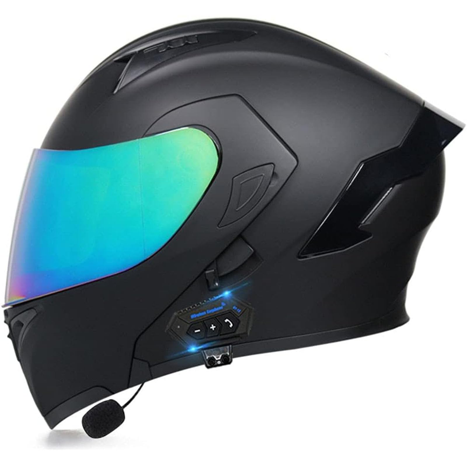 Zusammenklappbarer Motorradhelm Einteiliger Helm Mit Integriertem Bluetooth Doppelter Spiegel Integralvisierhelm Motorrad-Rennhelm ECE-geprüft Frauen Männer Auto & Motorrad