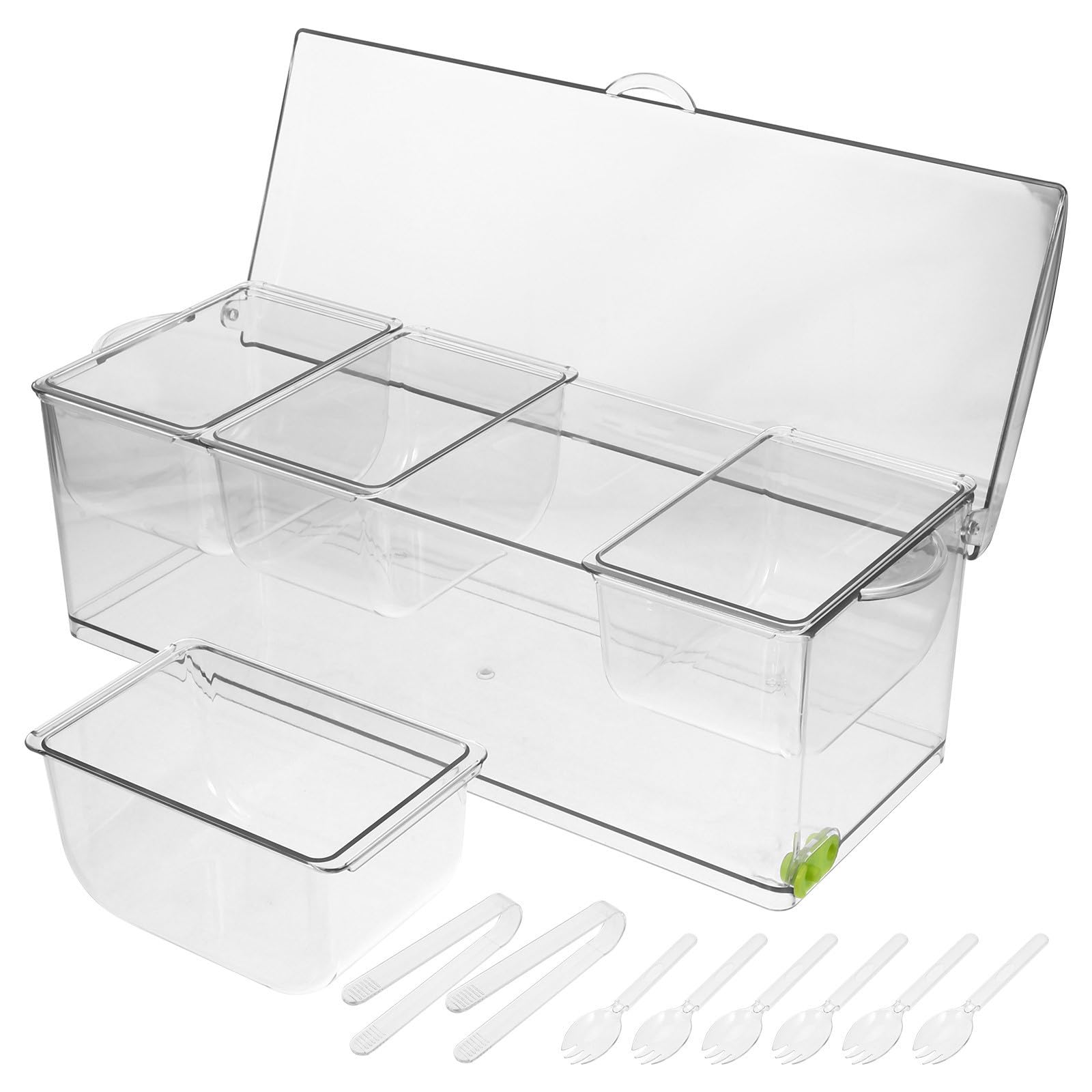 Caja de Almacenamiento Resistente a Impactos y Tapa 4 Compartimentos para Refrigerador Adecuado para Conservar Frutas y Verduras en Cocinas y Picnics