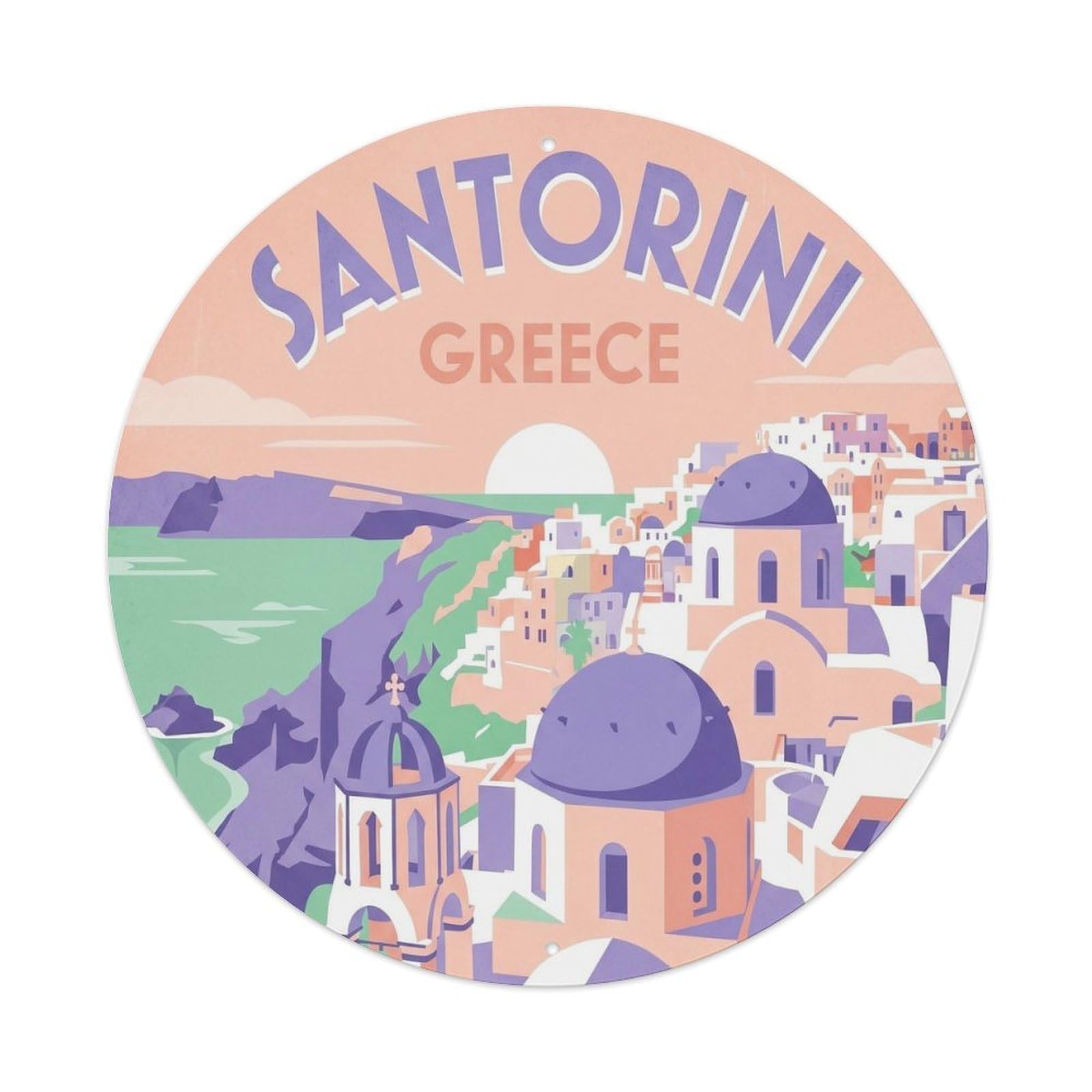 Pyrgos Traditional Architecture Santorini Greece Travel Metal Tin Sign
