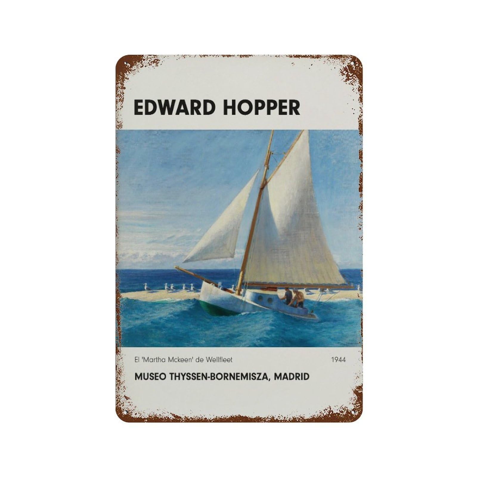 xiaoxiaoshen Edward Hopper Sea Life Modern Gallery Decor Wall Decor Art Metal Tin Poster Modern Home Decor Art Home Bar Shop Decorations Vintage Sign 30x20cm