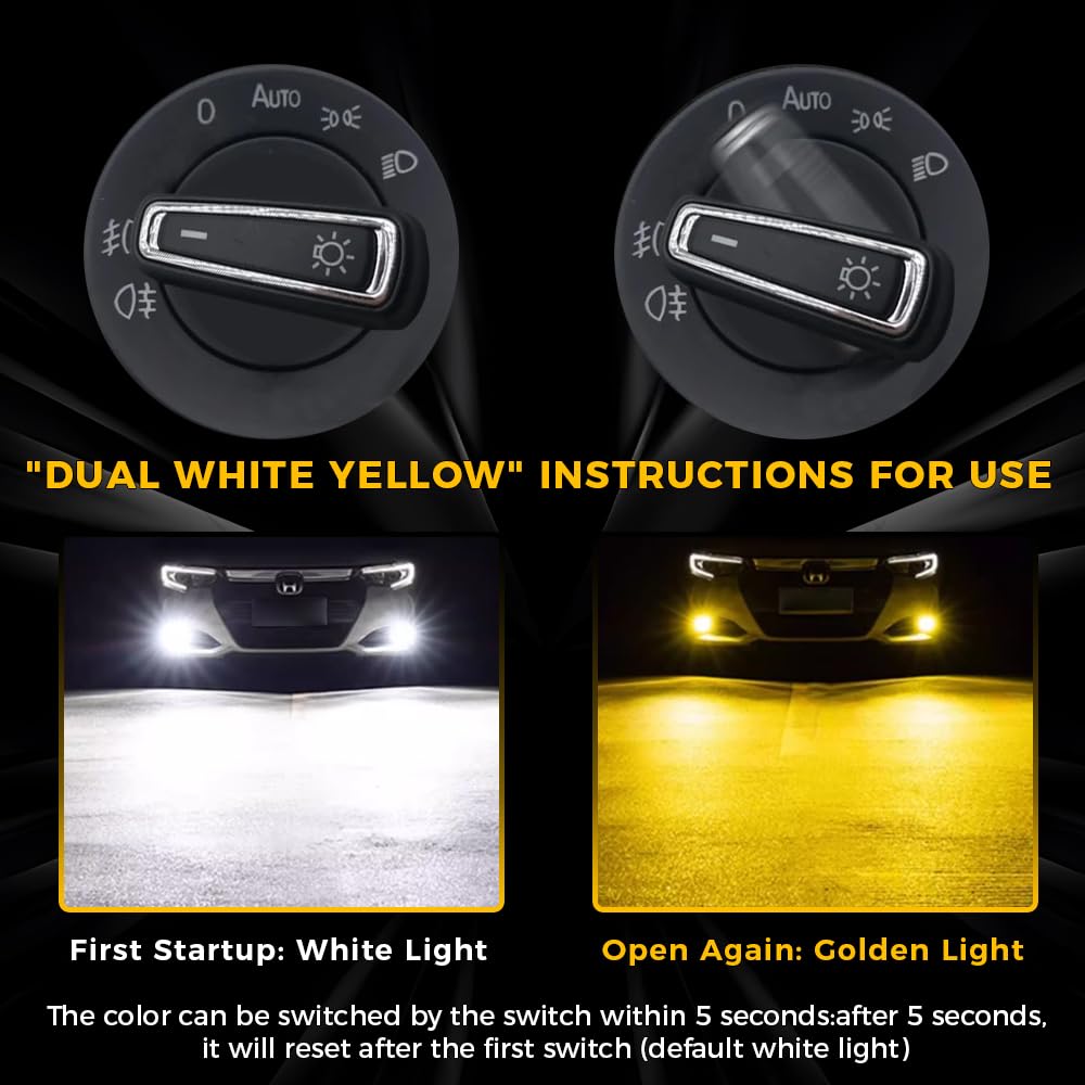 BMT xms 9006 HB4 LED Fendinebbia - Switchback 6500K Bianco/3000K Giallo ambra - Fendinebbia bicolore bianco-giallo Mini Formato Plug and Play, confezione da 2