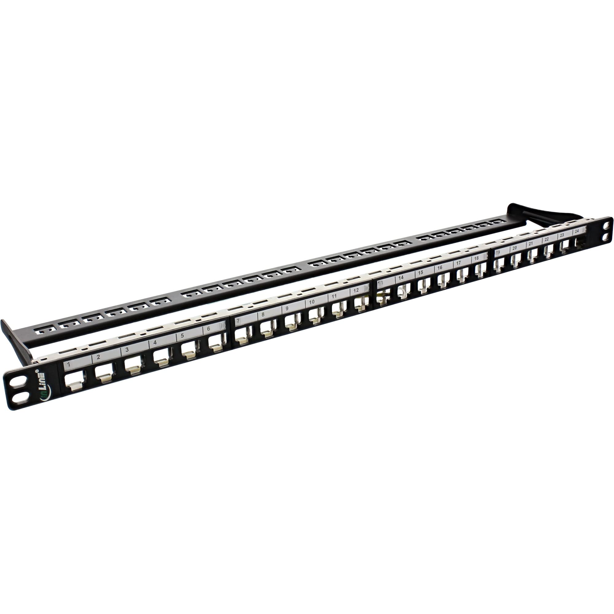 InLine 76824C Patchfeld 24-krotna, Keystone Snap-In pusta blacha patchpanel, 19", 0,5HE, czarna