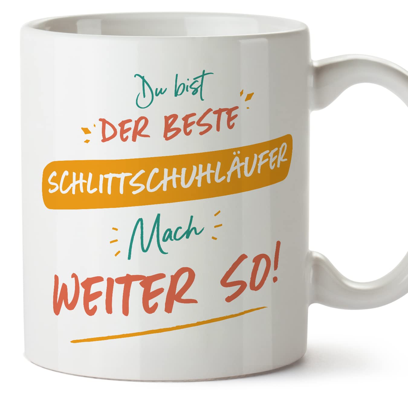 MUGFFINS Skater Man Mug - in German - Du bist der Beste mach weiter so! - Funny Gift for Colleagues - Ceramic 11oz Mug