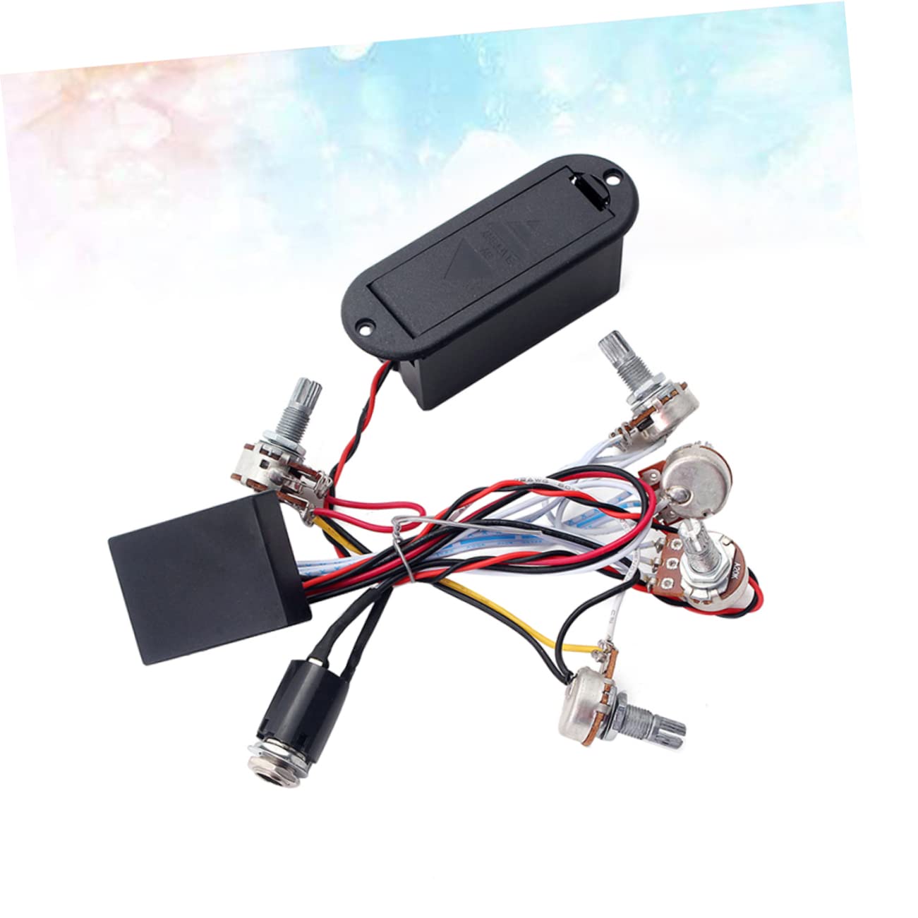 Mikikit 3stücke Band Equalizer Für Bassgitarre Eq Vorverstärker Mit Tonregelung Kabelbaum Und Aktiven Pickups Geeignet Für Verschiedene Bassgitarre-modelle Schwarz