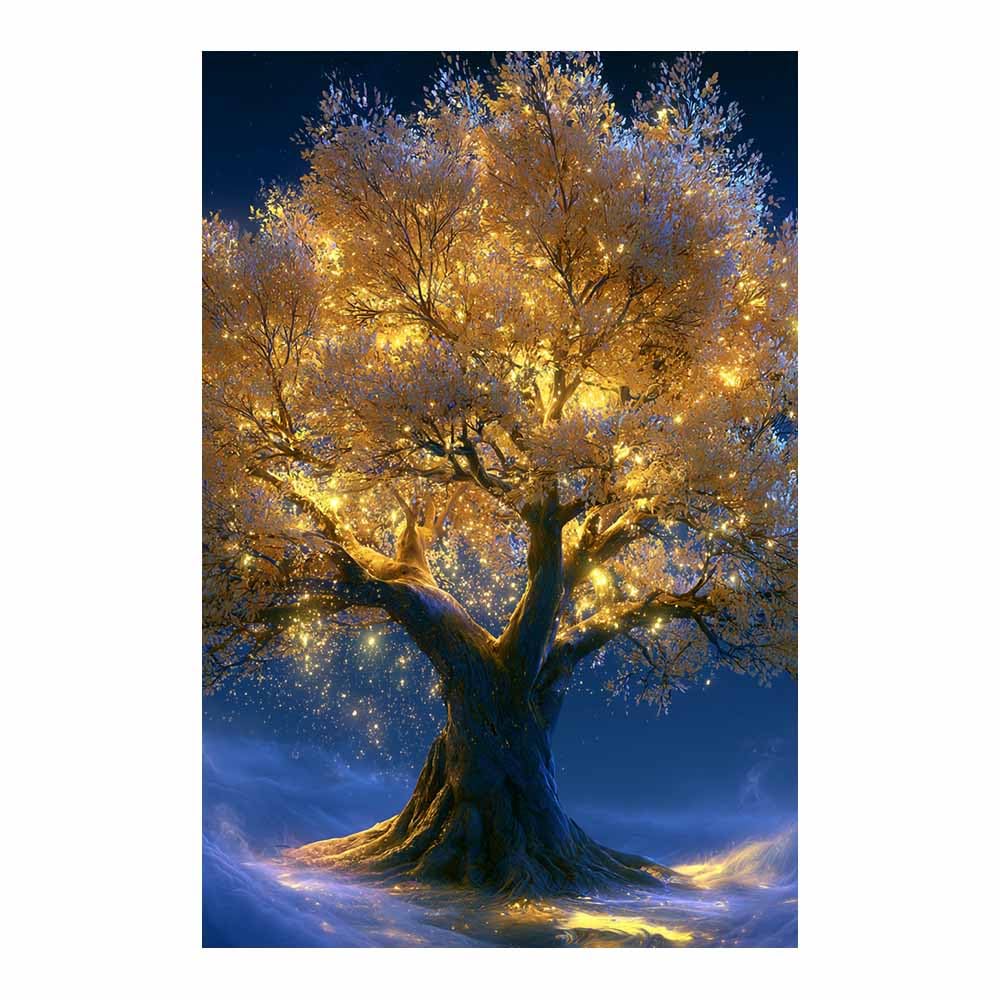 XENIOU Nature Wall Art Luminous ancient oak tree art prints, decorative paintings, for Living Room Bedroom Office Home Wall Decor.(Multicolor)-70x100cm Unframed