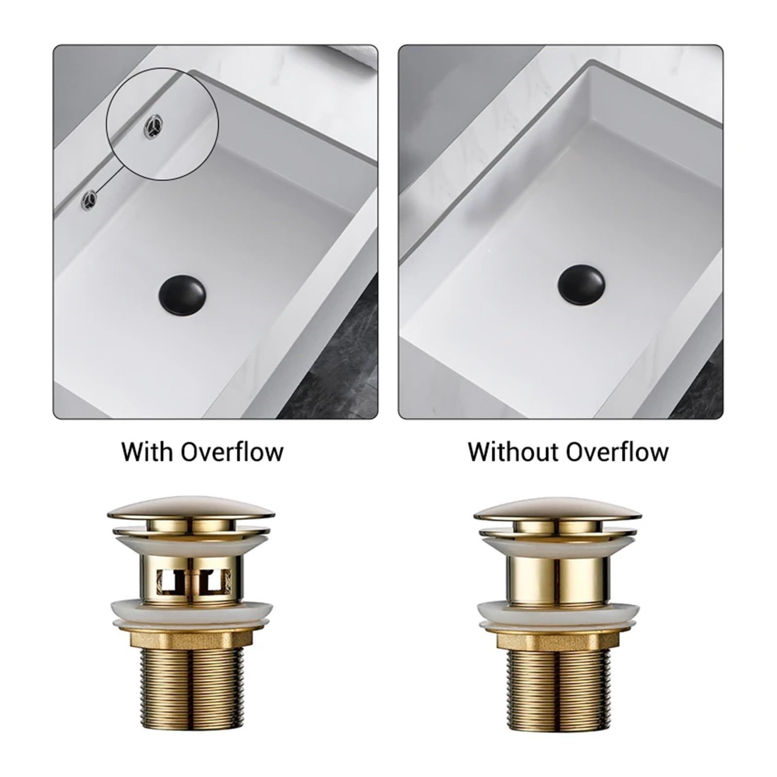 Égouttoir d'évier de lavabo en or poli, résistant à la Corrosion, facile nettoyer, bouton Pop-Up, trou rond, salle bains, hôtel(Brushed Rose Gold-2)