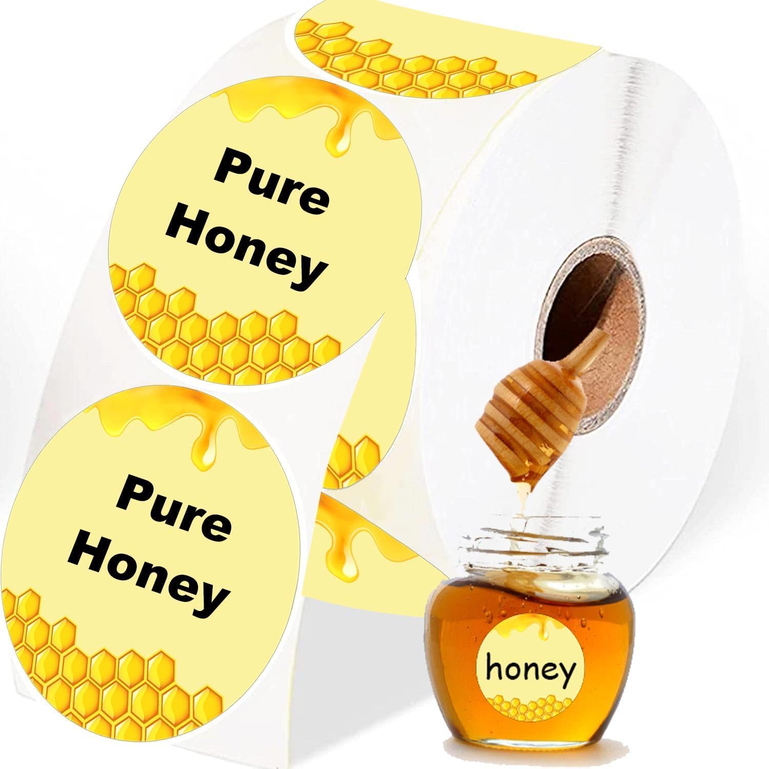 Honey Direct Thermal Label Stickers Themed Personalized Labels 2 Inch - Honey Jars and Bottles Labels Farm Kitchen Name Small Business Thermal Stickers for Pure Bee Quart Jars 500 Pcs
