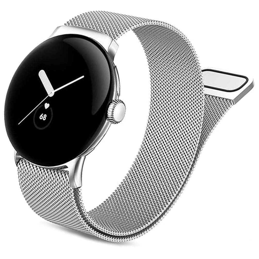 YOFUNTLE Compatible for Google Pixel Watch 3 41mm Band Women Men, Stainless Steel Mesh Loop Adjustable Magnetic Strap Replacement Wristband for Google Pixel Watch 3 41mm/Pixel Watch 2/Pixel Watch