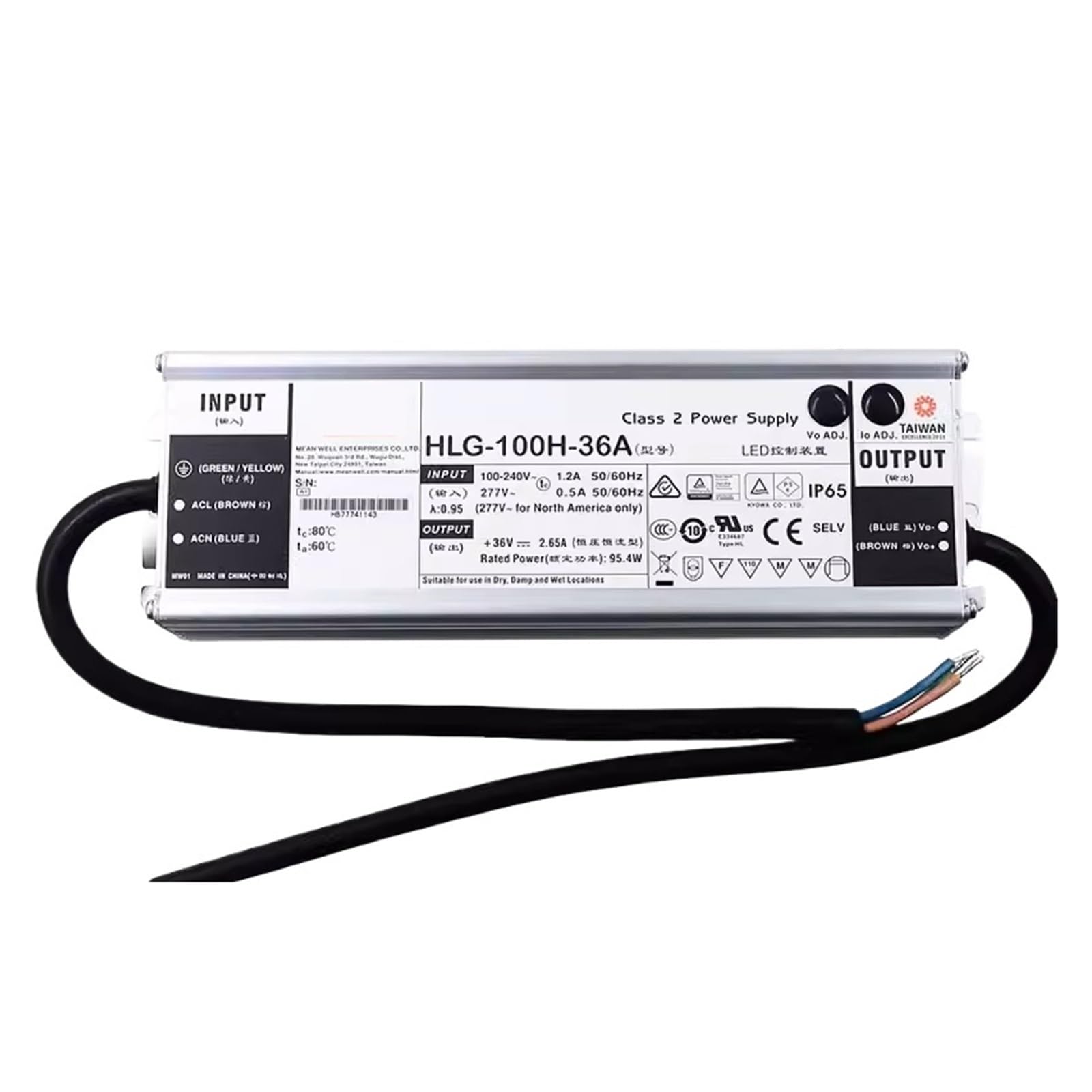 BRODEFUP HLG-100H-24B 100W Constant Voltage + Constant Current LED Driver HLG-100H