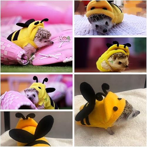 Miniatura 7 de HAICHEN TEC Ropa de erizo, disfraz de abeja, ropa de animal pequeño, material de forro polar, sudadera con capucha de erizo hecha a mano, accesorios