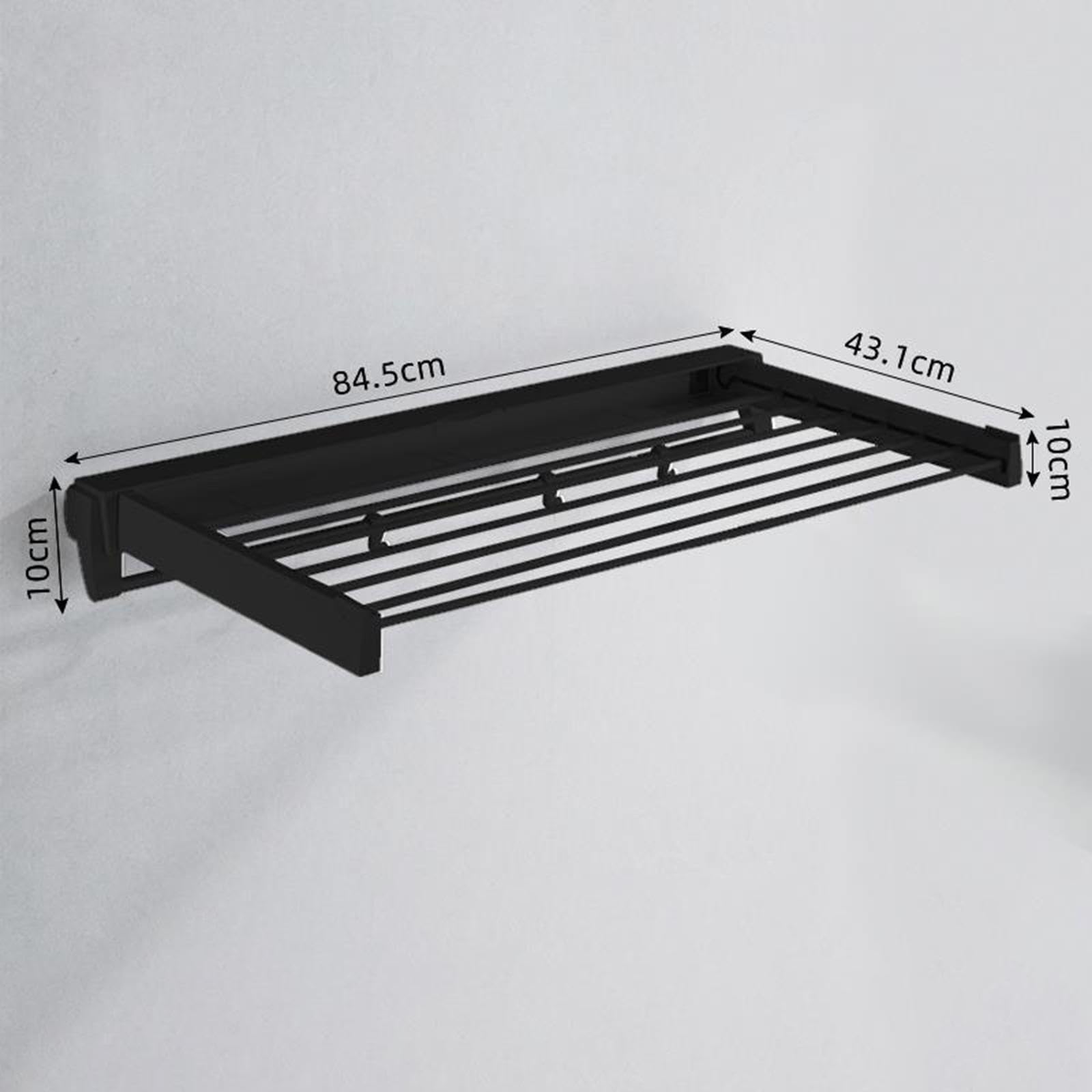 Perchero de Pared Plegable con Ganchos, Función Retráctil, Material de Aluminio Y PVC, Adecuado para, Negro, Individual
