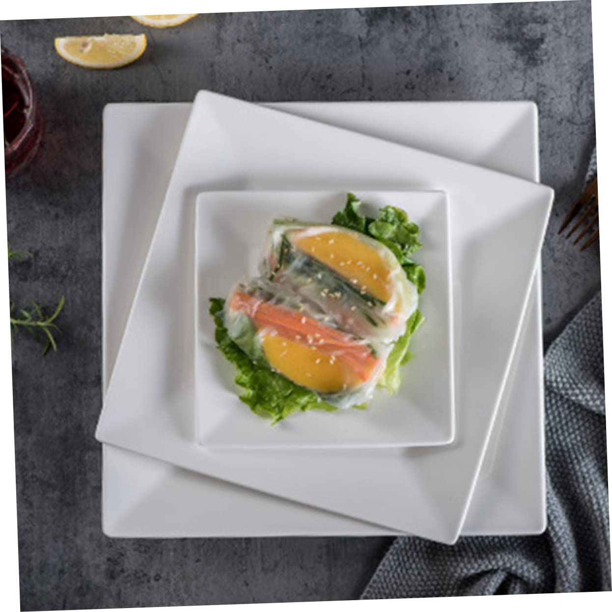 Garneck 1pc Ceramic Square Serving Plate White Dish for Sushi Steak and Pasta for Home and Restaurant Use Elegant and Decorative Dinnerware present