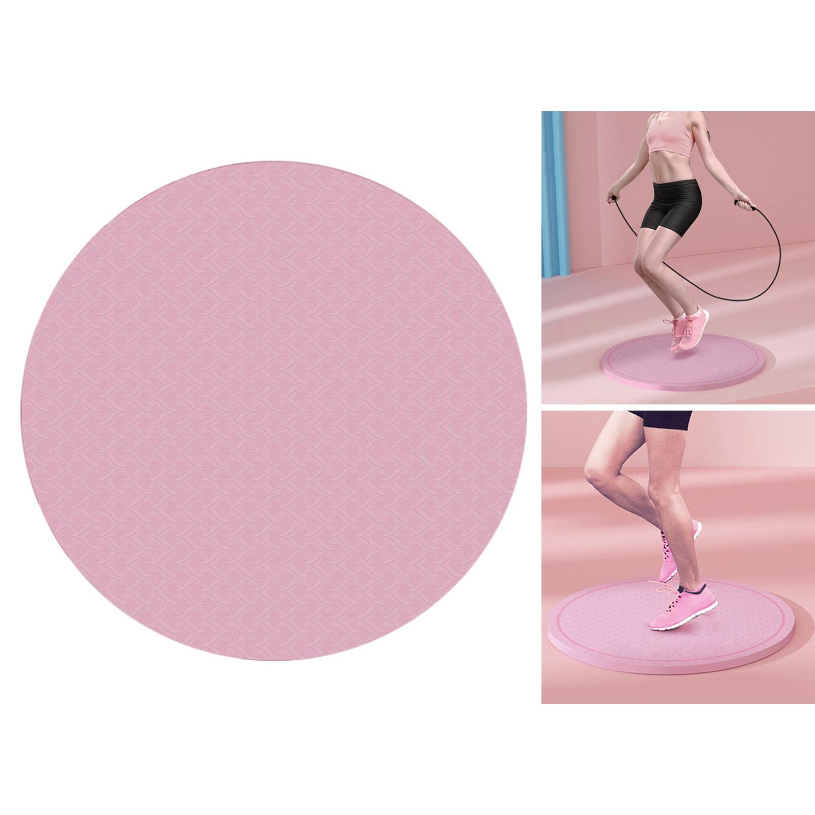 Colaxi Round Exercise Mat High Density Buffer 58cm Anti-Tear Shock Absorption Sound Insulation Floors Protection Mat Jump Rope Mat Cushion Kids Adults - Pink
