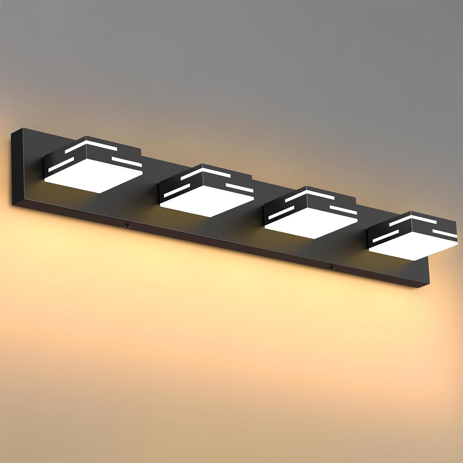 IZORRO LED Modern Bathroom Vanity Light Fixtures (4-Light 5CCT & Dimmable) 30 Inch Matte Black Modern Bathroom Lighting Fixtures Over Mirror with Rotatable Vanity Lights Heads