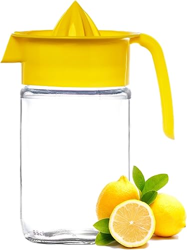 Exprimidor de limón de vidrio, exprimidor pequeño de pomelo y cítricos, extractor manual con mango y boquilla de vertido, sin BPA y sin plomo,