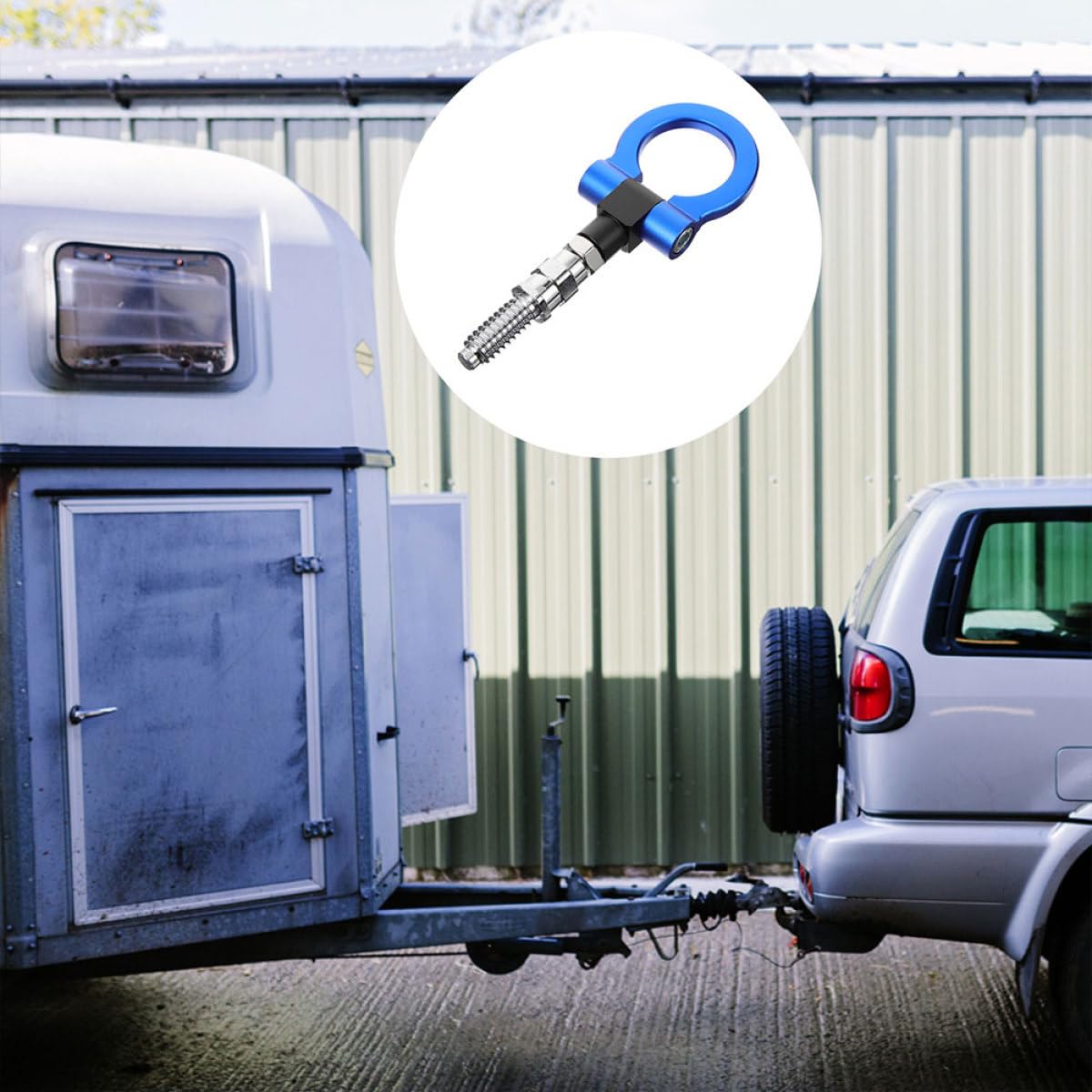 Levemolo Abschlepphaken mit Einfachem Rückgewinnungsschutz als Anhänger Zubehör aus Aluminiumlegierung 2 Stück M16x3 Gewindesteigung zur Vermeidung von Stoßstangenschäden für Auto