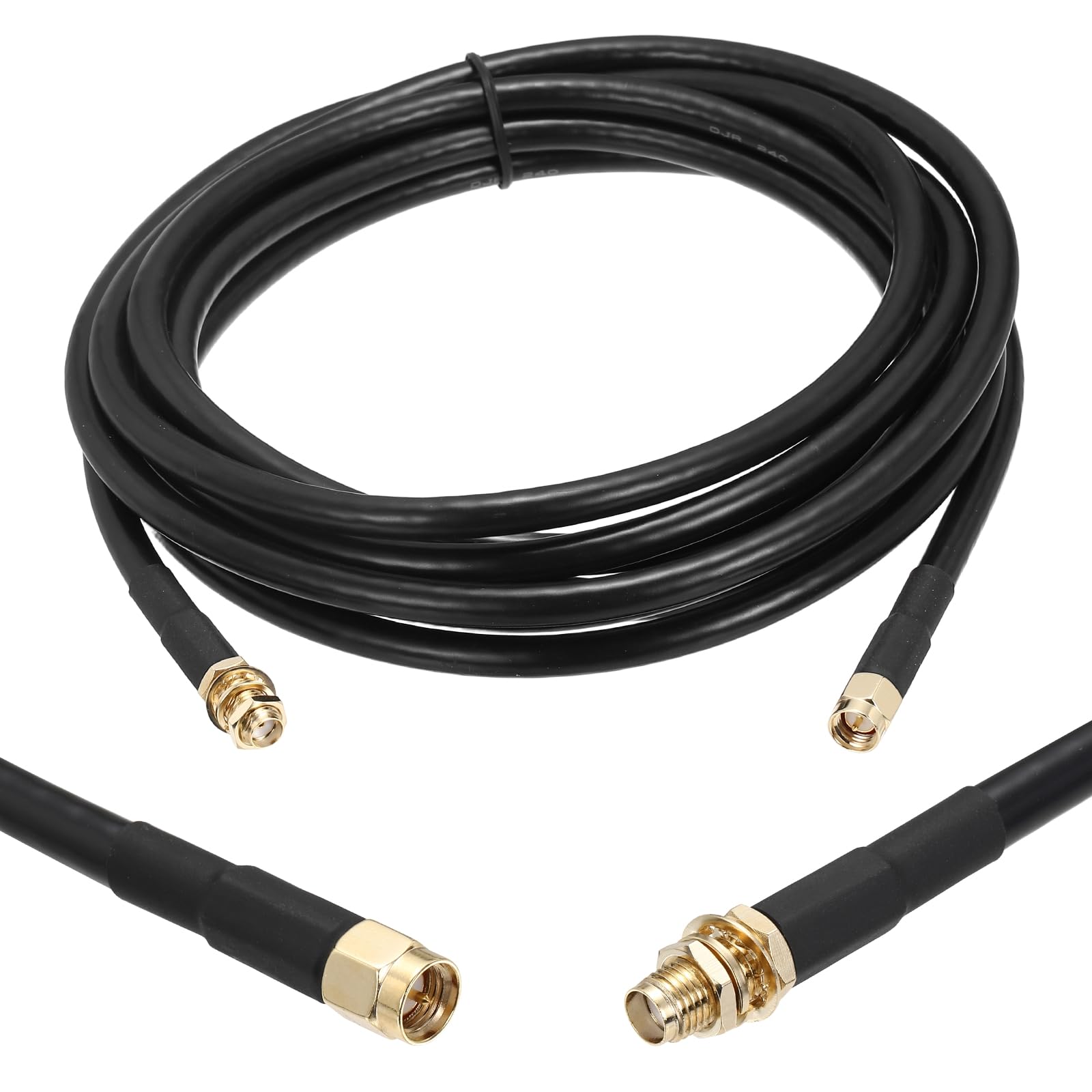 sourcing map KMR/LMR240 Koaxial-Verlängerungskabel, 50 Ohm, 3 m, SMA-Stecker auf SMA-Buchse, RF-Koaxialkabel, Antennenkabel, Verlängerung mit Stecker für 3G, 4G, 5G, LTE, Ham, WLAN, GPS, RF-Radio