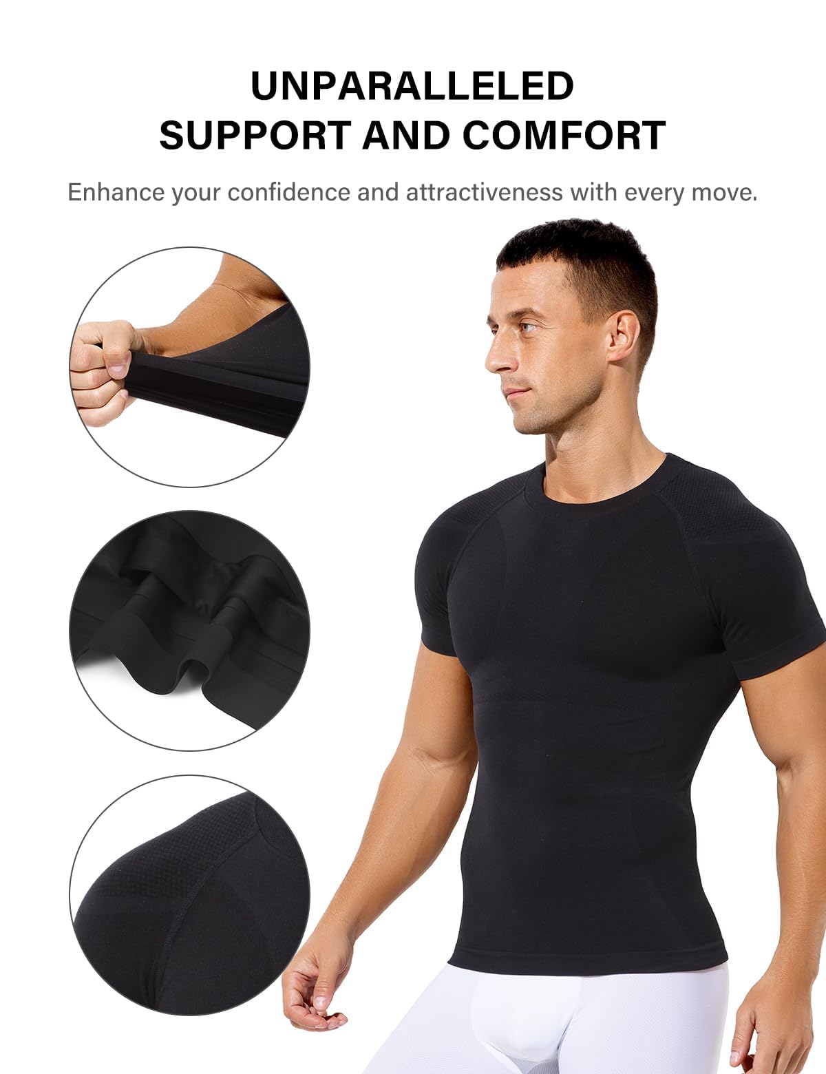 Casey Kevin Homme Compression T-Shirt, Shapewear Contrôle du Ventre Sport Top, Maillot de Corps Compression pour Perdre du Poids Ventre Plat Homme