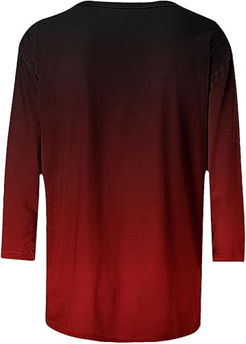 Miniatura 5 de Camisetas de manga 34 para mujer ajuste holgado cuello redondo lindas camisetas gráficas blusas con estampado floral túnica casual elegante