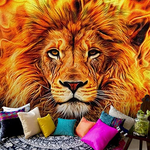 Rasta Lion of Judah Flame Head Tapestry 100x90 Inch Wall Hanging Home Decor