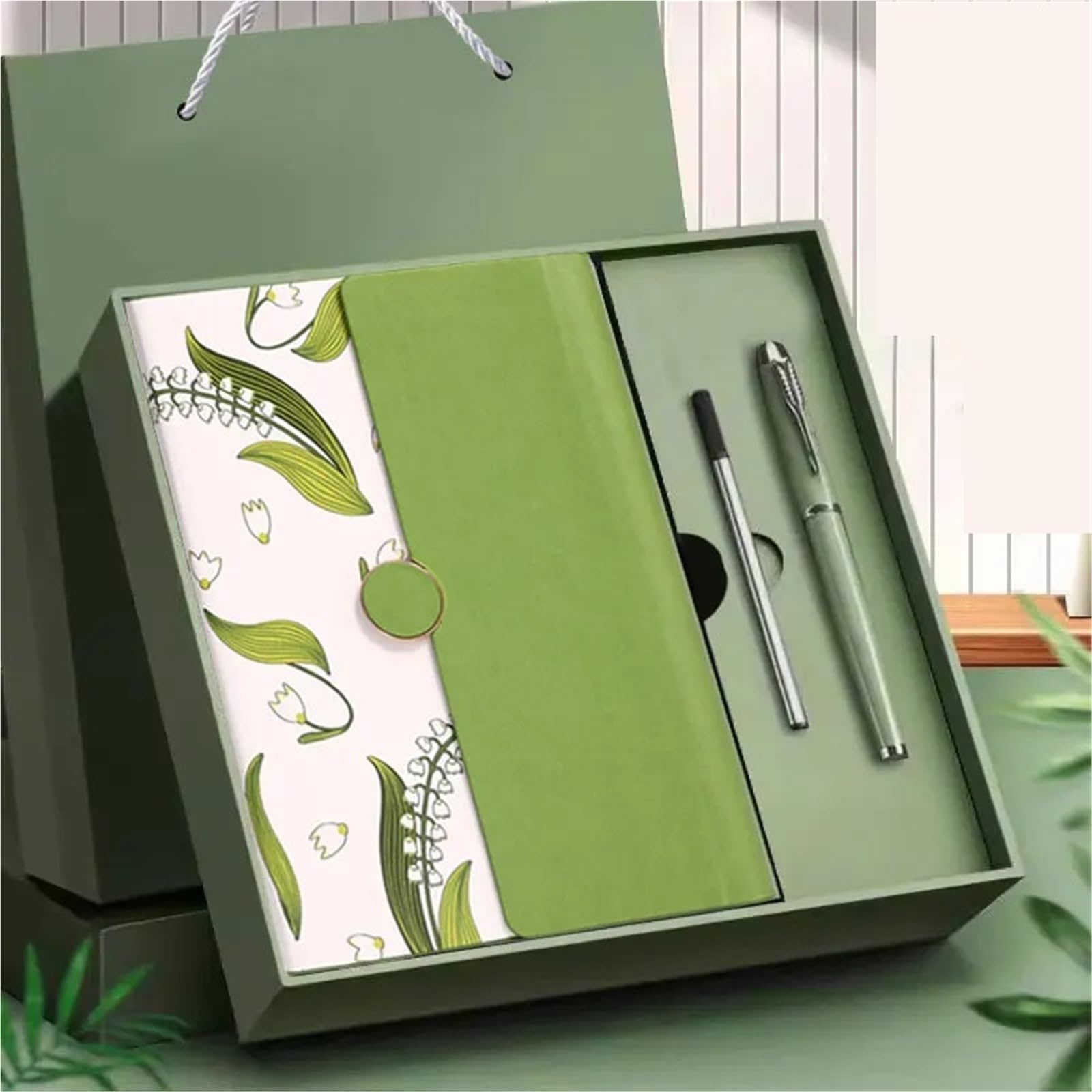 Diario for notebook di fascia alta ispessito (confezione regalo) | Diario da viaggio classico in pelle PU di fascia alta retrò A5(Purple Set)