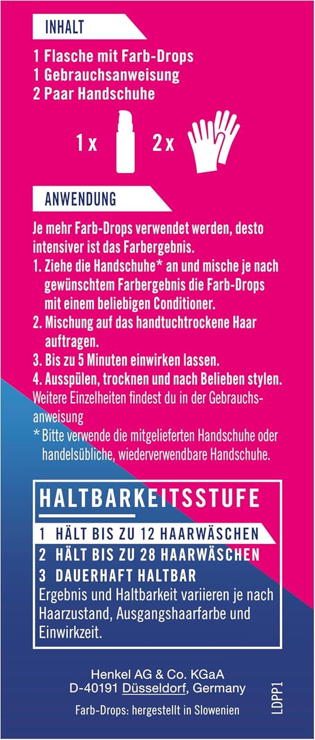 Schwarzkopf Live Color Drops Petal Pink (6 x 30 ml), dosierbare Farb-Drops für einen individuellen Look, Tönung zum Mischen mit dem Conditioner, temporäre Coloration hält bis zu 12 Haarwäschen
