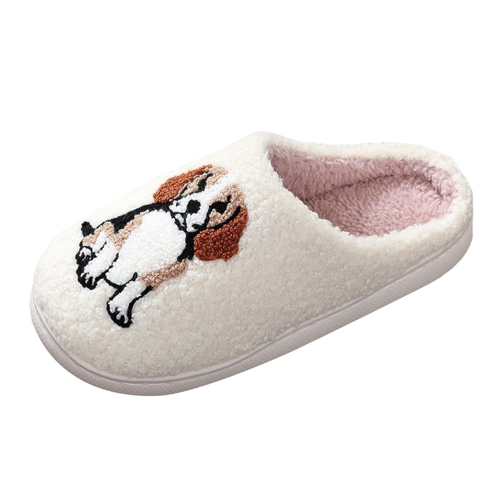 Pantofole da donna e uomo, antiscivolo, unisex, in tinta unita, in cotone, per la camera da letto, soffici pantofole da casa, comode, bianco, 36 EU