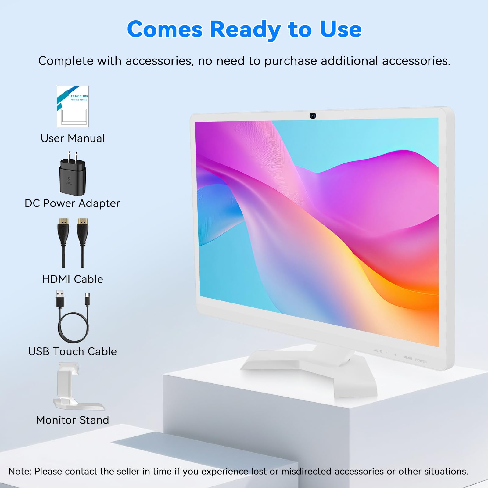 22 inch Touch Screen Monitor with Webcam FHD 1920x1080P Computer Monitor FreeSync HDR HDMI Ports Eye Care Frameless VESA Mount — view 7