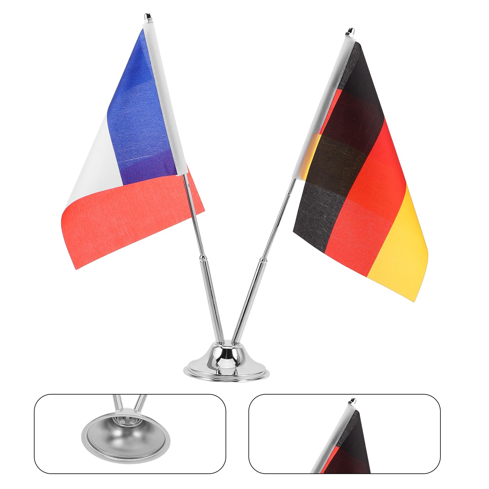 Healeved Tischflaggen Set Deutschland & Frankreich Mit Edelstahl FlaggenstäNder Kleine Tischflagge FüR BüRo Konferenzen Und Besprechungen Schreibtischdekoration